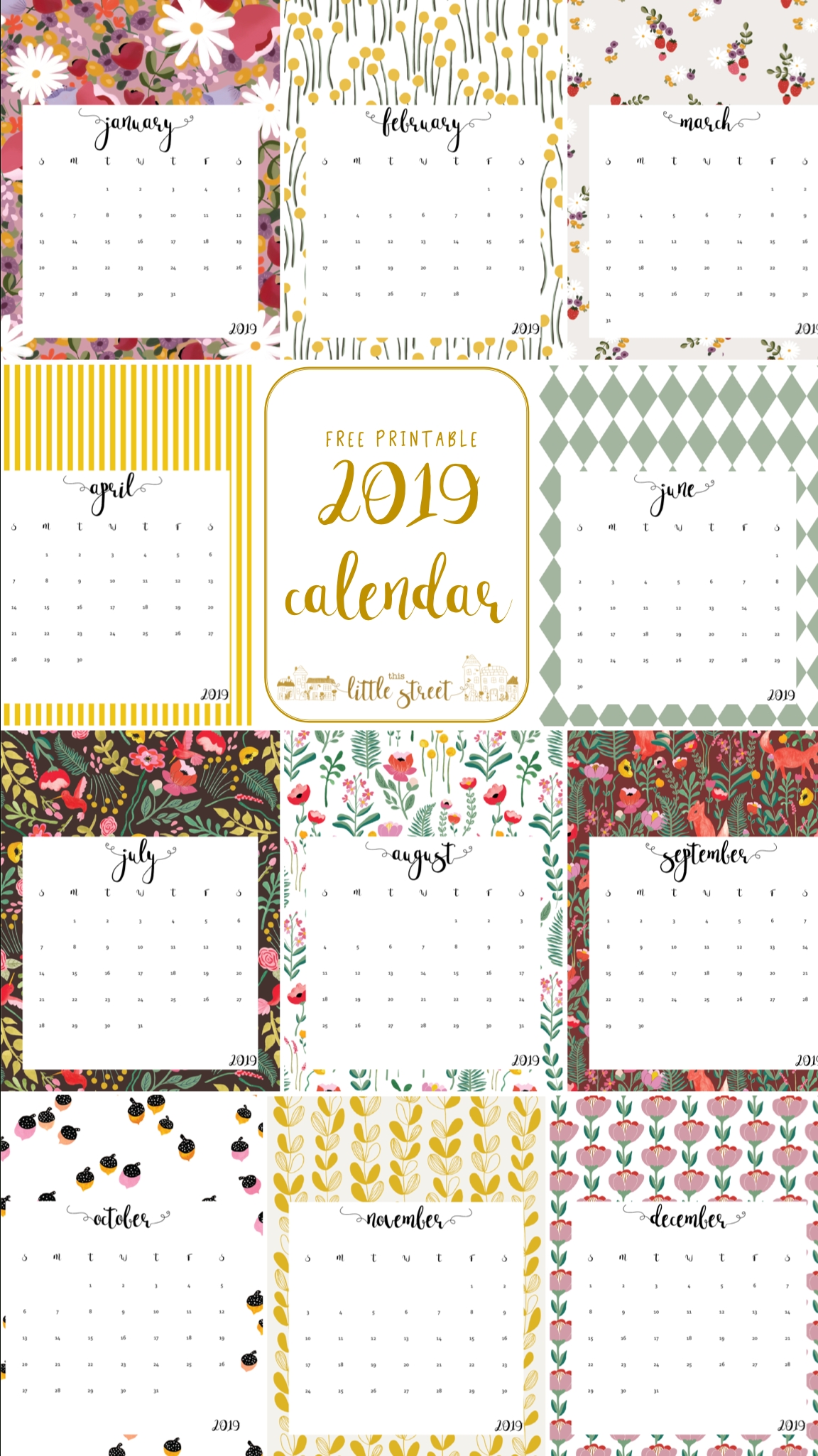 Free Printable 2019 Calendar. | Calendars | Free Printable-Free Printable 4X6 Calendars 2020 Templates