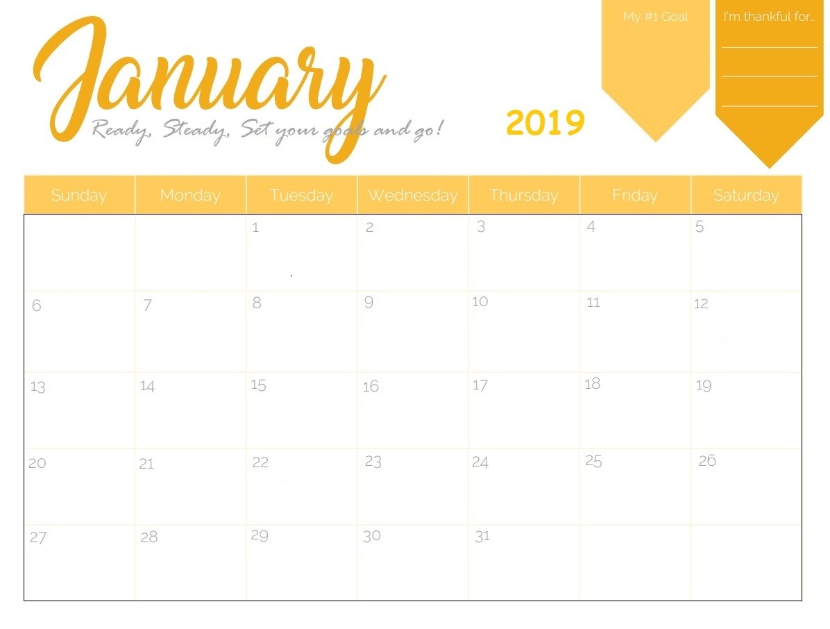 Free Printable 2019 Monthly Calendar | Latest Calendar-Free Pretty Calendar Templates
