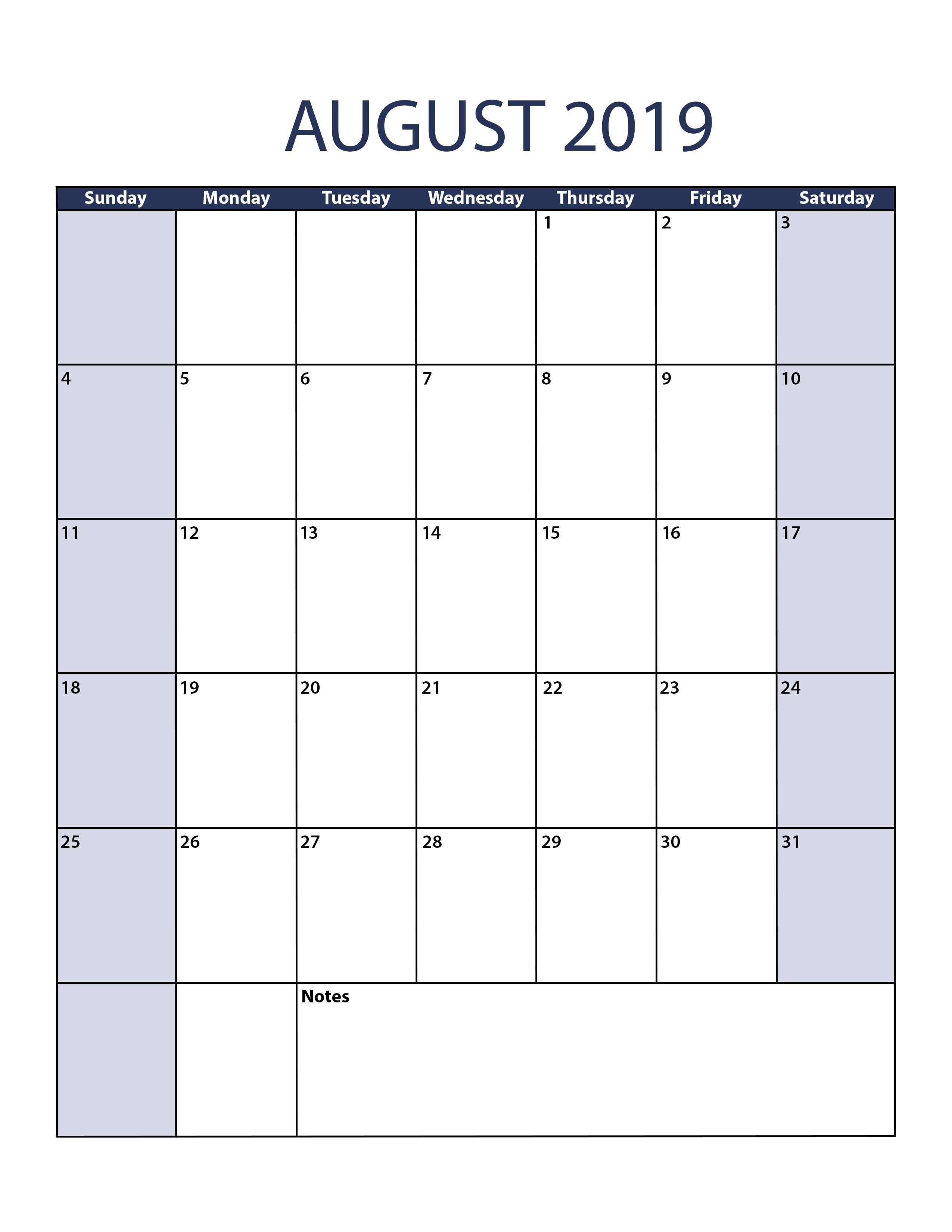 Free Printable August 2019 Calendar-Blank Calendar Template With Jewish Holidays