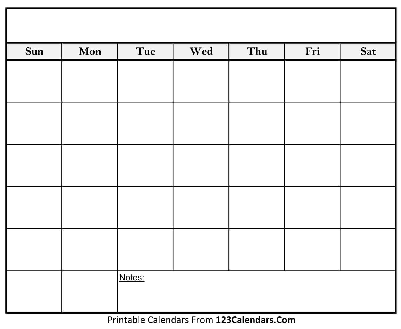 Free Printable Blank Calendar | 123Calendars-Fill In Blank Calendar Template