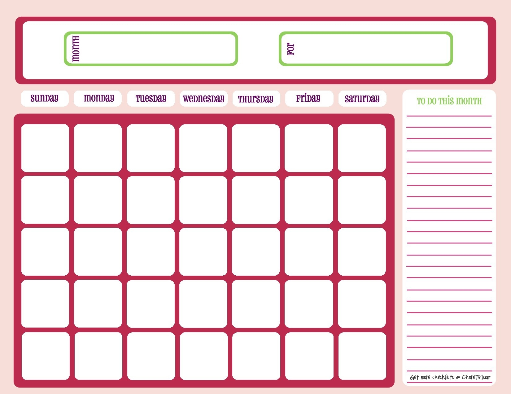 Free Printable Blank Monthly Calendar Template Unique Free-Free Printable Monthly Charts