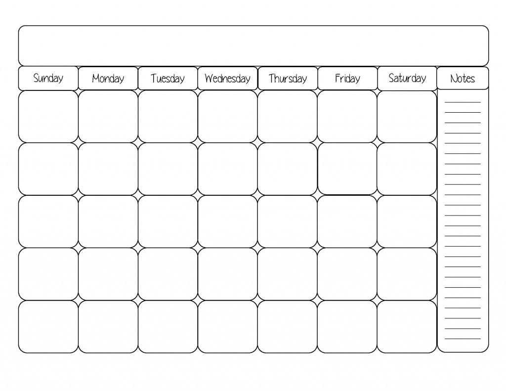 Blank Calendar Template With Space For Memo And Notes Printable Calendar Template Printable