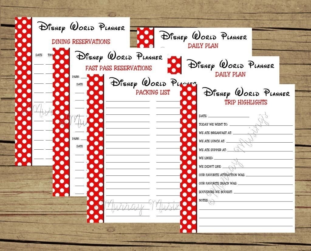 Disney Itinerary Template Word