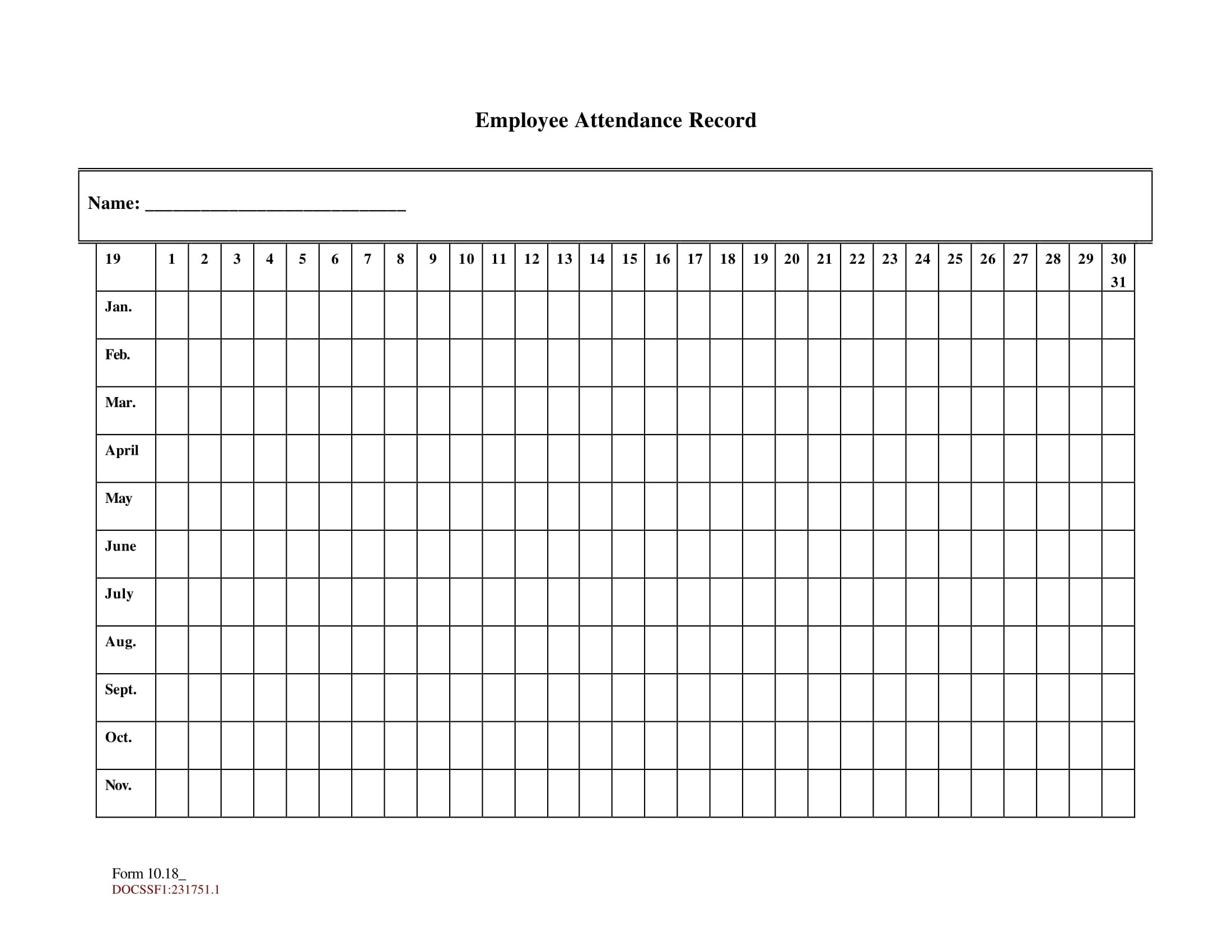 Free Printable Employee Attendance Sheet Pdf, Word, Excel-Monthly Employee Attendance 2020