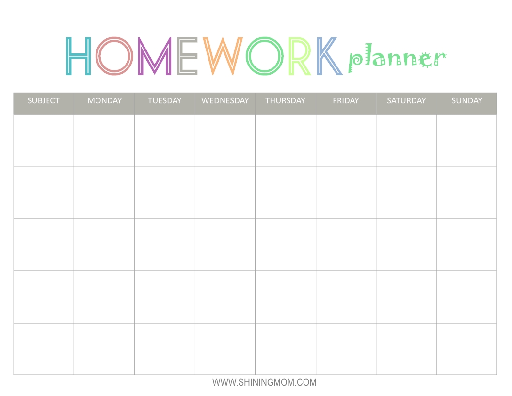 Free Printable: Homework Planner | Top Free Printables-Monthly Homework Calendar Printable