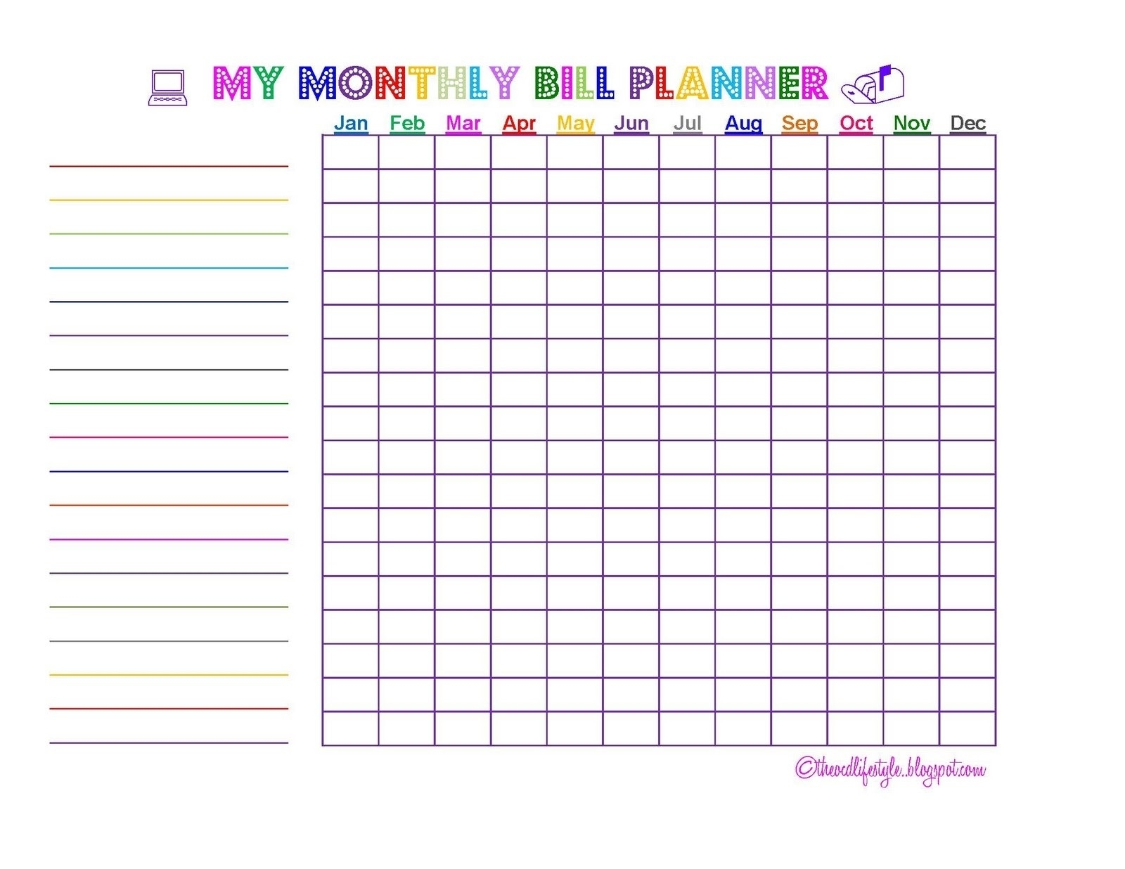 Monthly Bill Free Printable Bill Payment Calendar