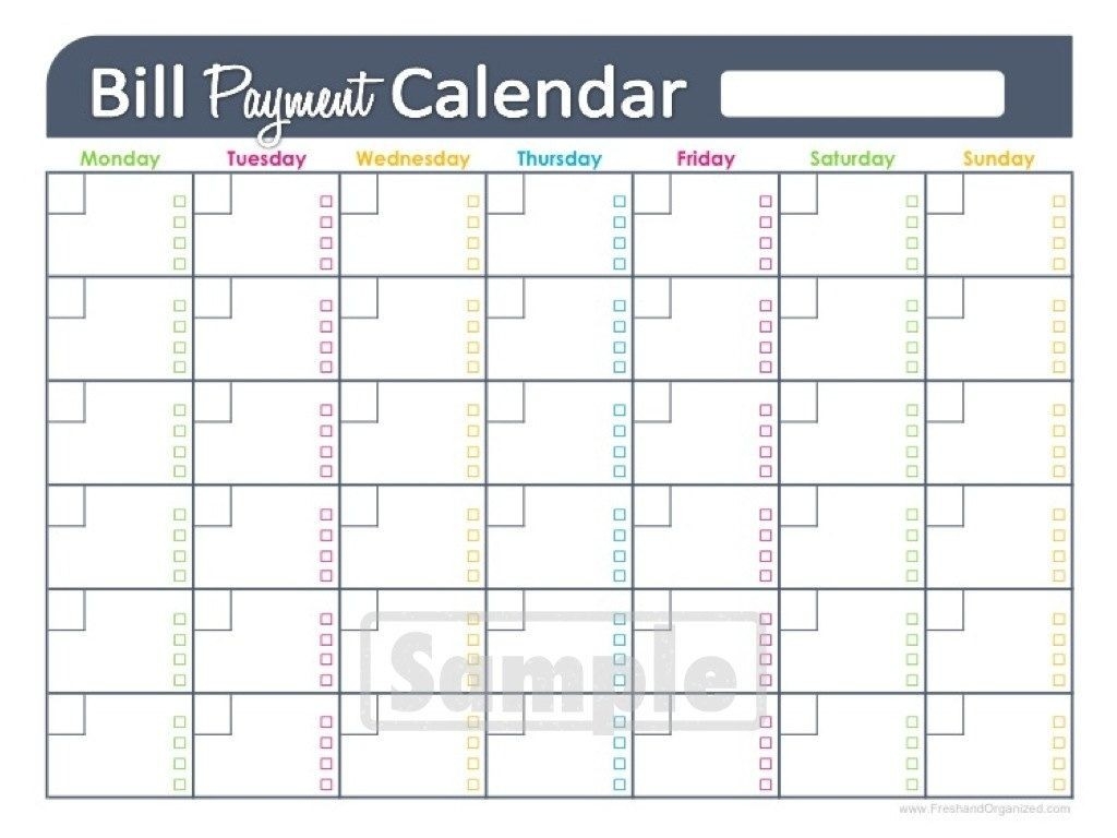 Free Printable Monthly Bill Pay Chart | Calendar Template-Calendar Template For Bill Paying