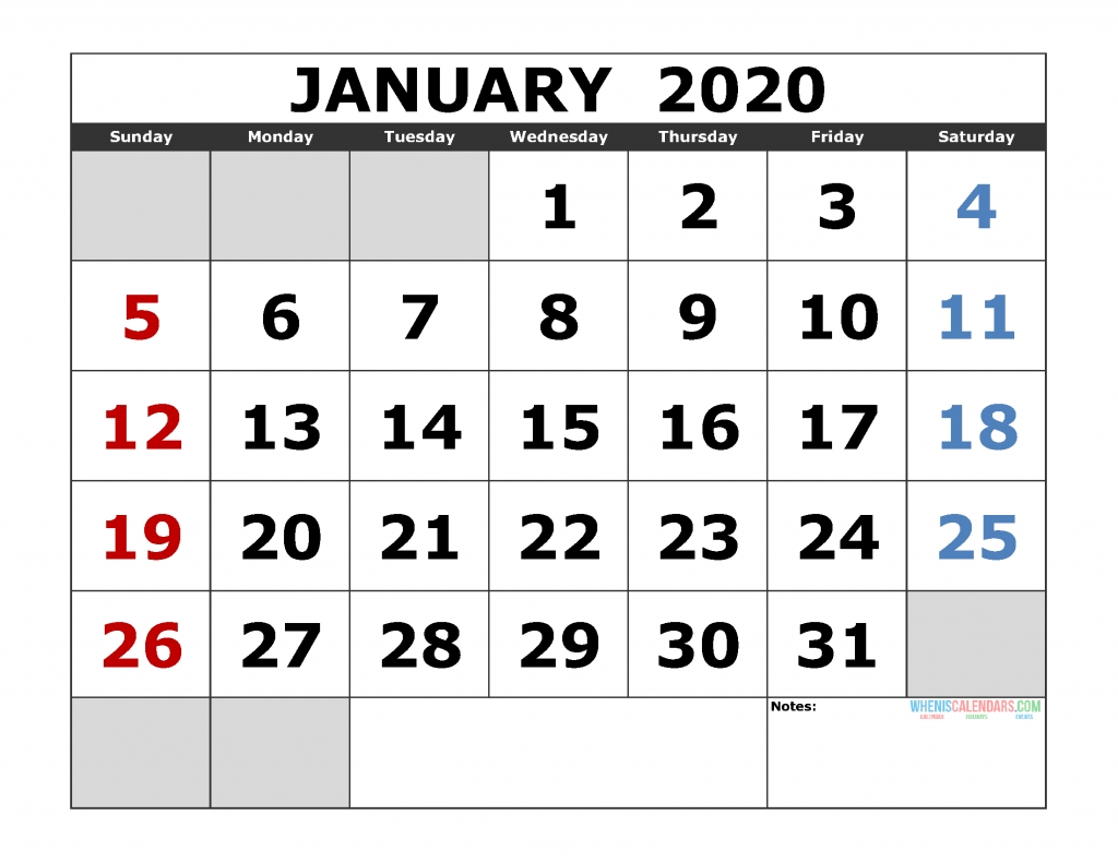 Free Printable Monthly Calendar 2020 Excel, Pdf, Image [Us-3 Month Printable Calendar Templates 2020