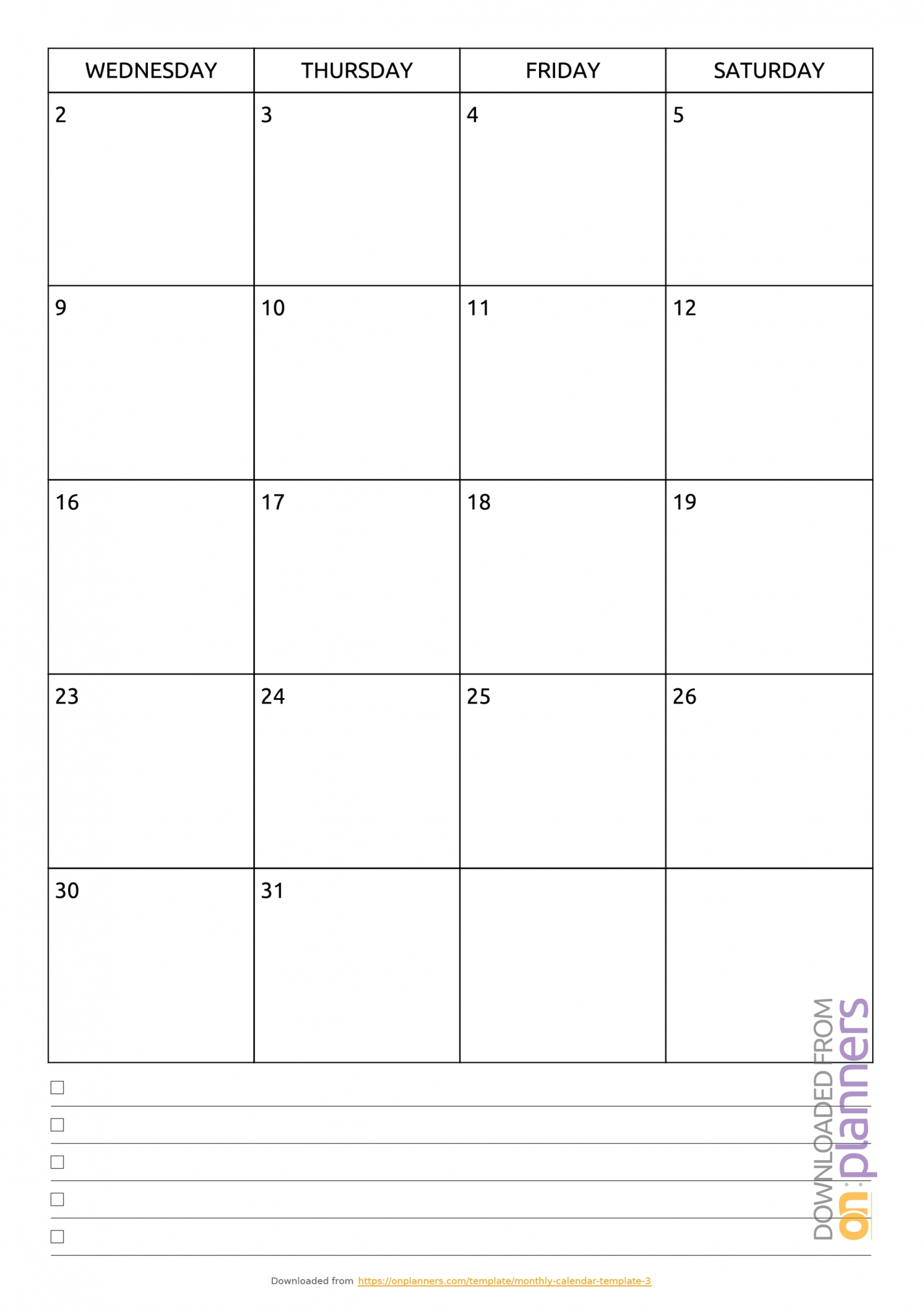 Free Printable Monthly Calendar With Notes Pdf Download-Two Paged Blank Printable Calendar