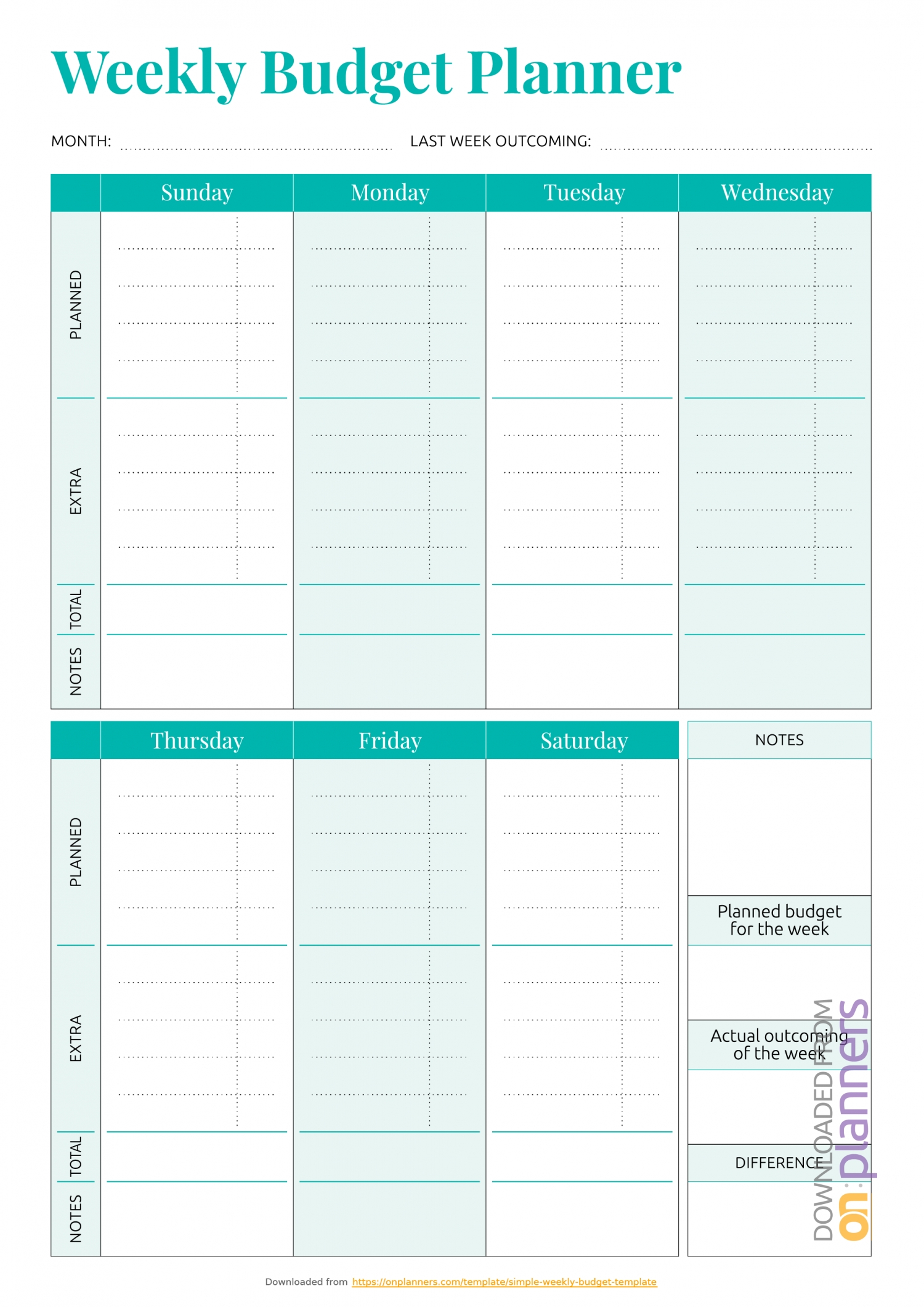 Free Printable Simple Weekly Budget Template Pdf Download-Free Printable Templates For Bills