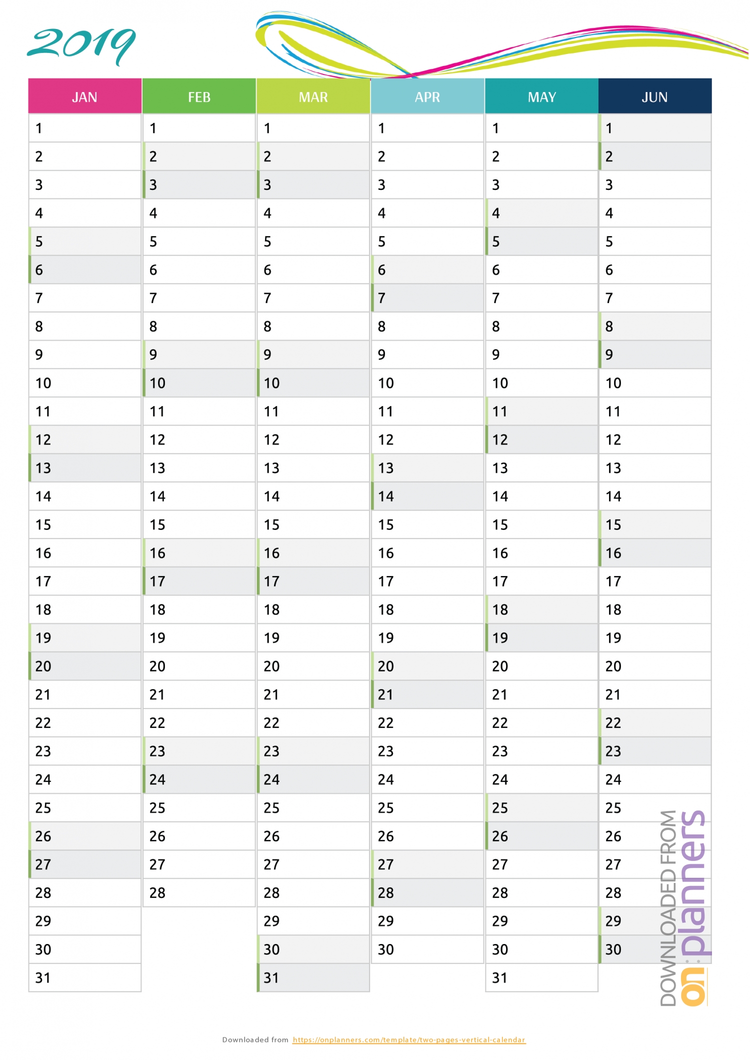 Free Printable Two Pages Vertical Calendar Pdf Download-Two Paged Blank Printable Calendar