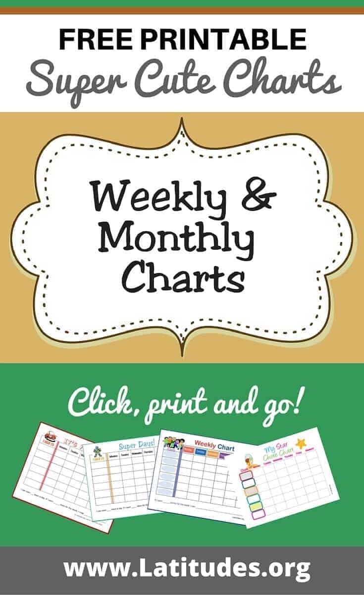 Free Printable Weekly &amp; Monthly Charts For Kids | Acn Latitudes-Free Printable Monthly Charts