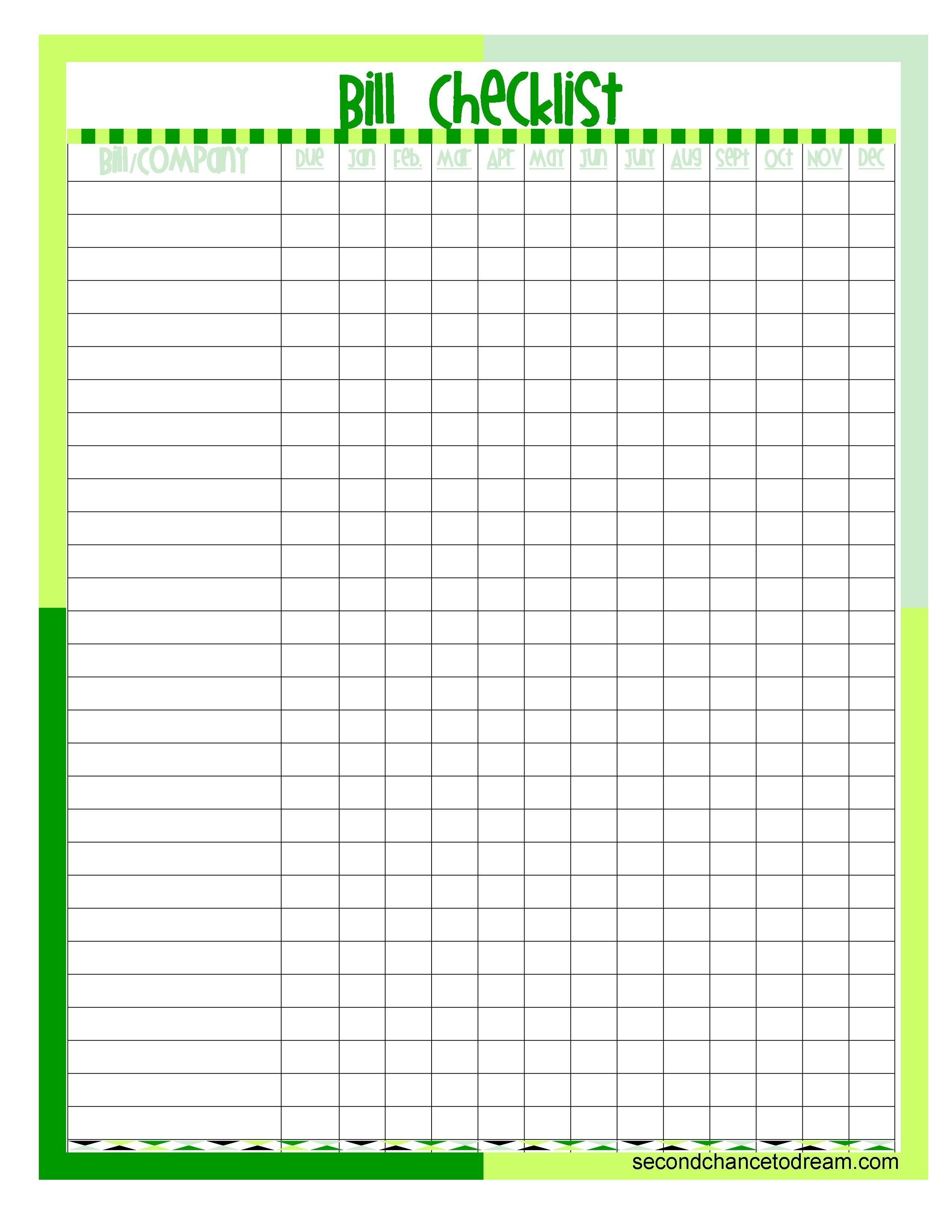 Free Printables} | Bill/finance Organization. | Bill Payment-Monthly Bill Template Free Printable