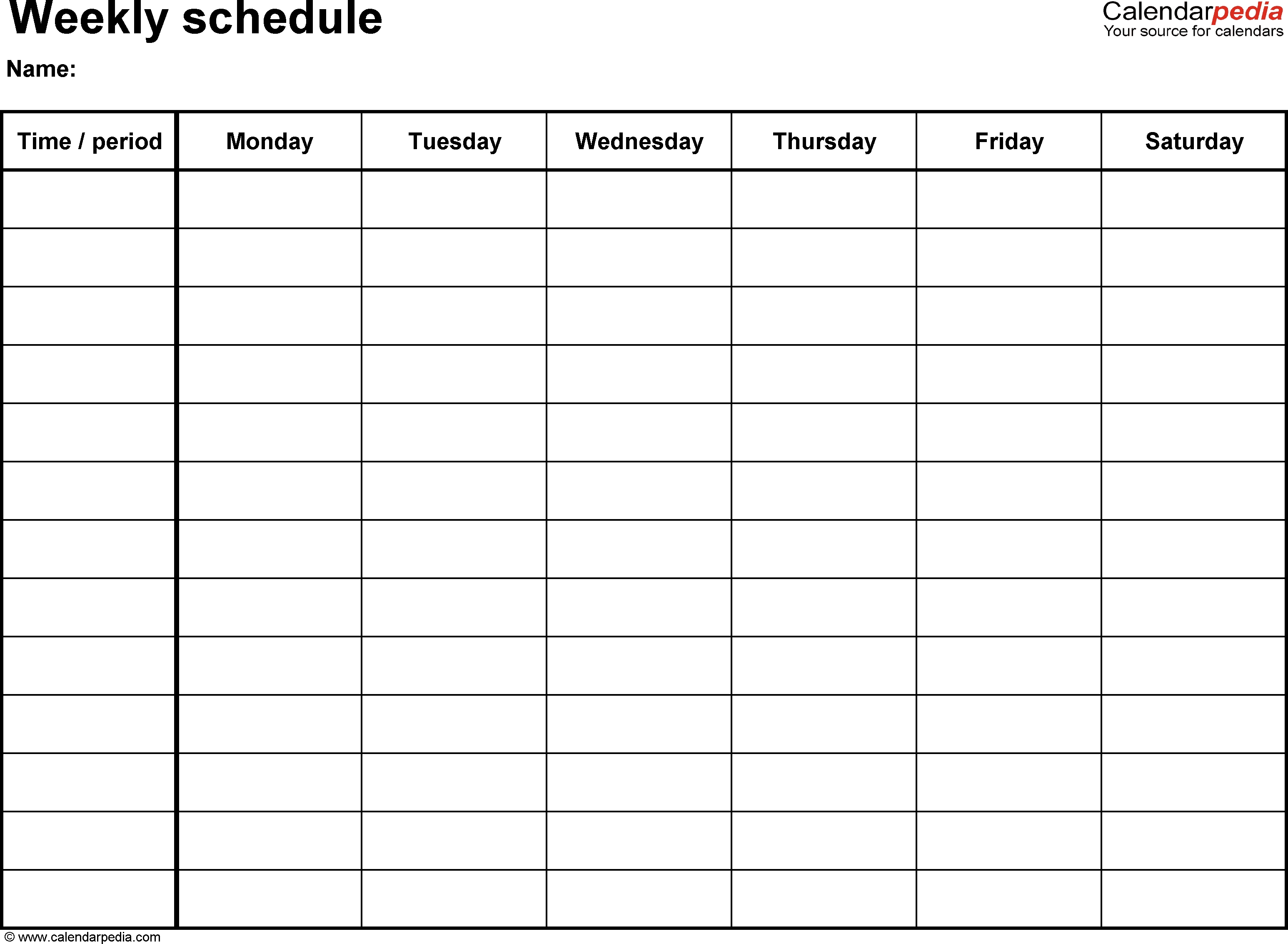 Free Weekly Schedule Templates For Excel - 18 Templates-Monday Friday Calendar Template Printable