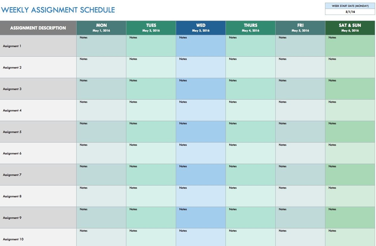 Free Weekly Schedule Templates For Excel - Smartsheet-2 Week Schedule Template