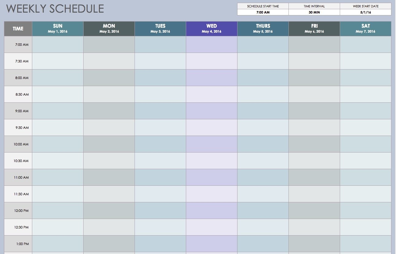 Free Weekly Schedule Templates For Excel - Smartsheet-Monthly Homework Calendar Printable