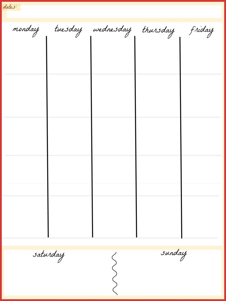 Fresh 5 Day Calendar Template | Job Latter-5 Day Weekly Calendar Template