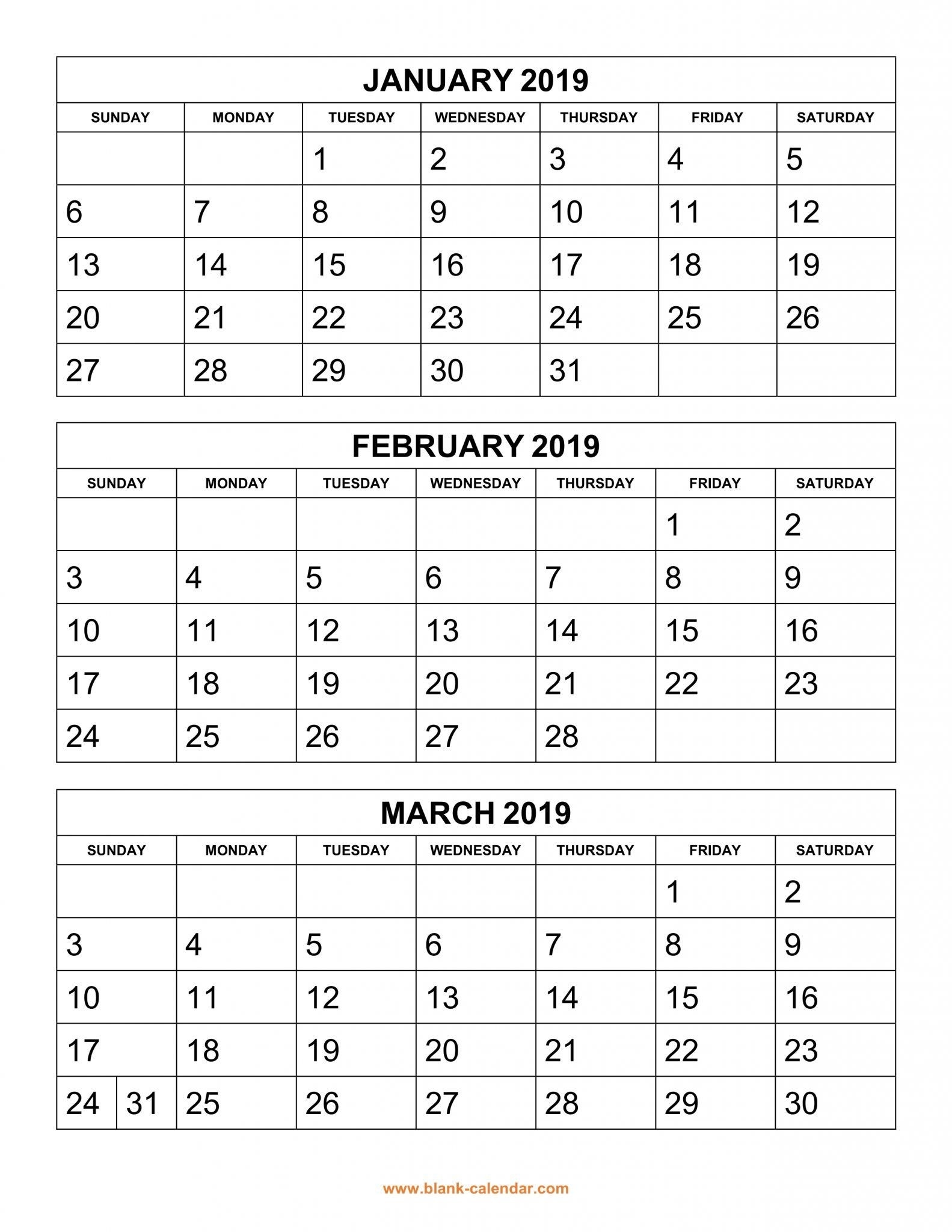 Get Free 2019 3 Month Calendar Templates Printable Download-3 Month Blank Calendar Template