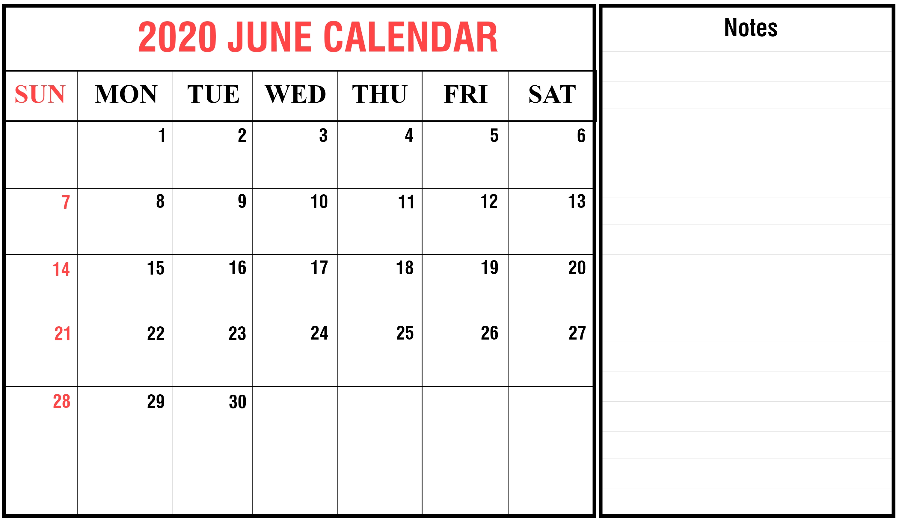 Get June 2020 Calendar Printable Blank Templates Fillable-Free Fillable 2020 Calendar Template