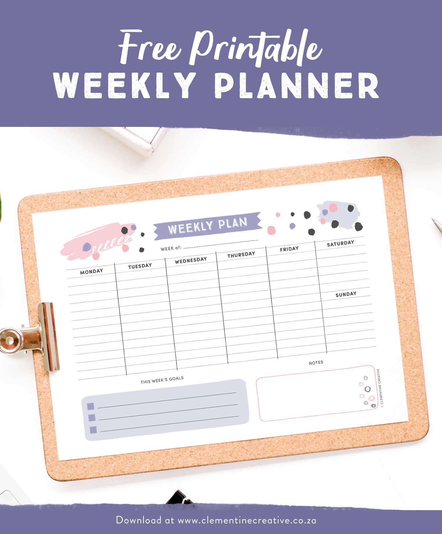 Get Organised With This Free Printable Weekly Planner - Cute-Blank Monday Through Friday Pdf