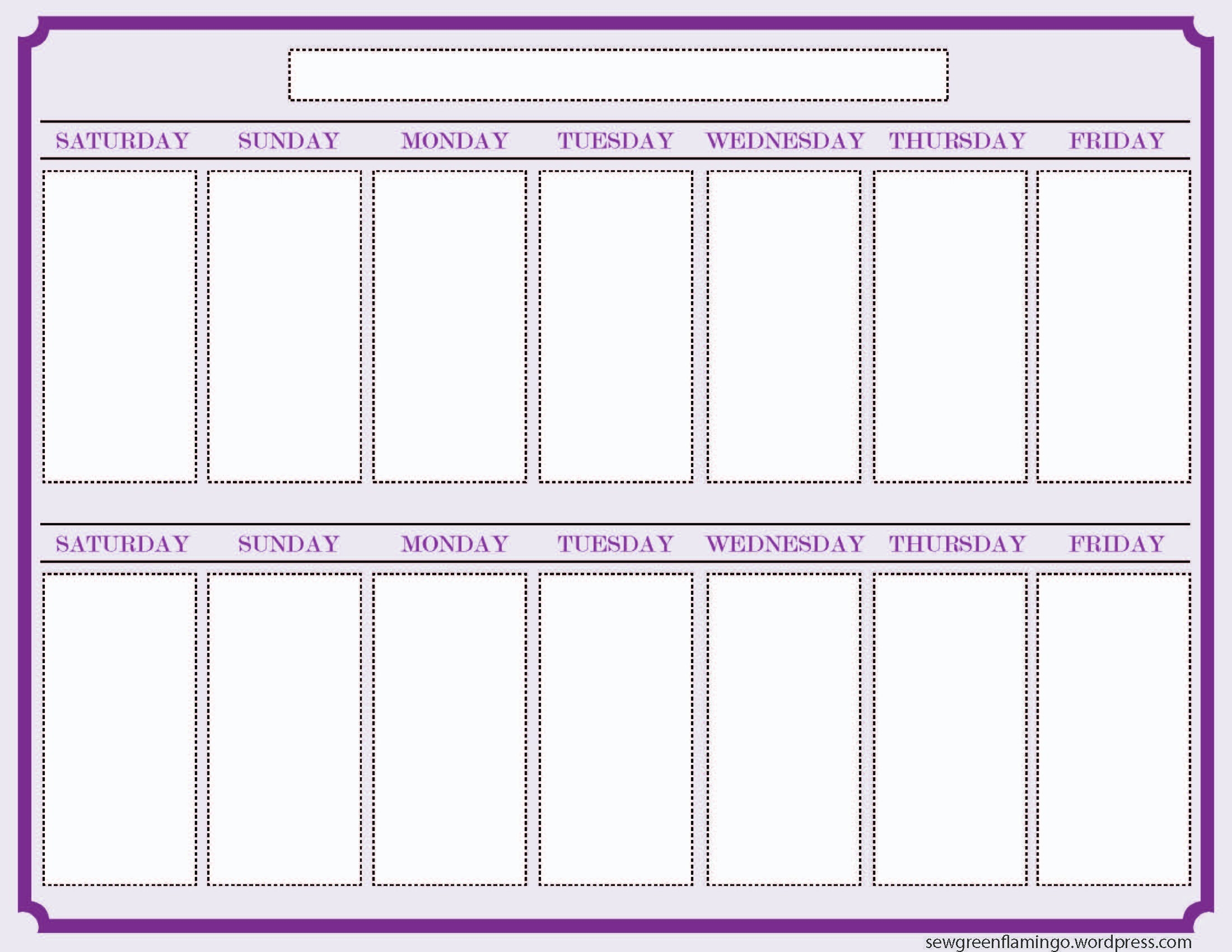 Printable 2 Week Blank Calendar Template Calendar Template Printable