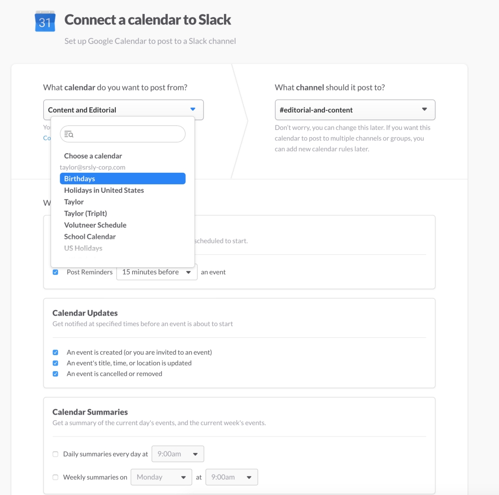 Google Calendar Reminders Come To Slack | The Official Slack-Google Calendar Us Holidays