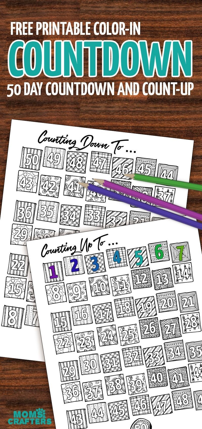 Grab This Fun Color-In Countdown And Progress Tracker | Moms-Blank Countdown Calendar 50 Days