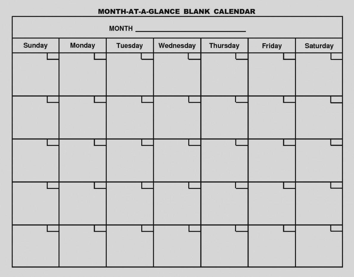 Great Month At A Glance Blank Calendar Template Monthly 2017-Printable Monthly At A Glance Calendar