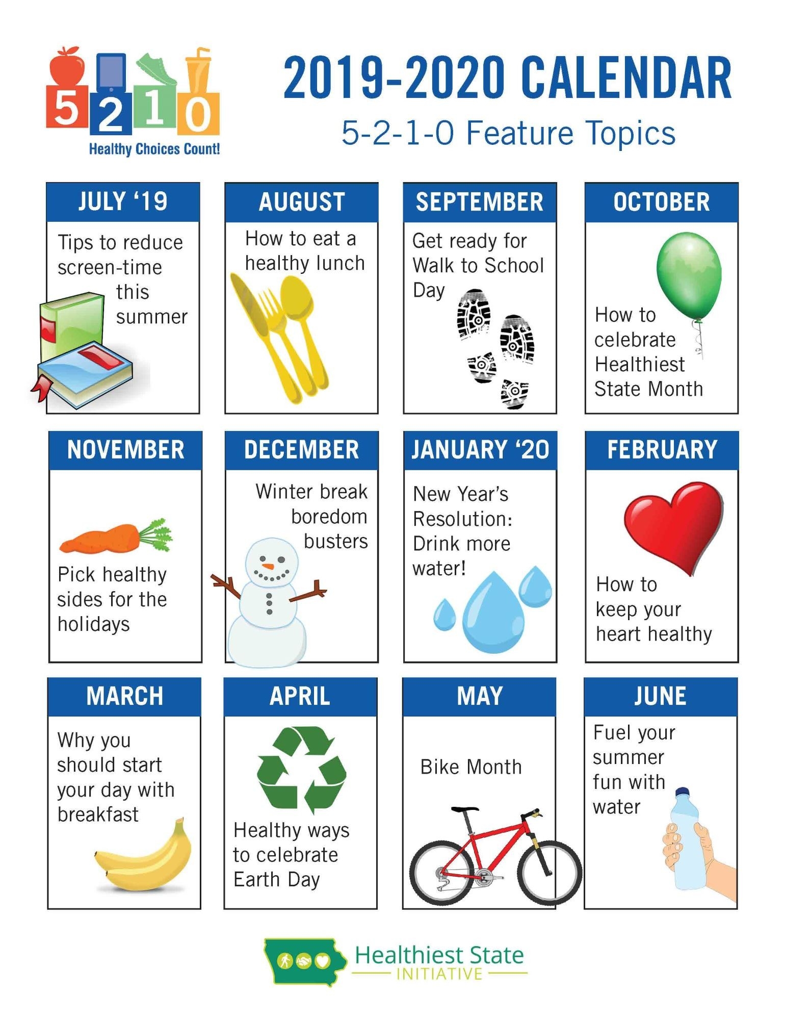 Here&#039;s How You Can Put 5-2-1-0 Into Action This Month-Monthly Health Awareness Calendar 2020