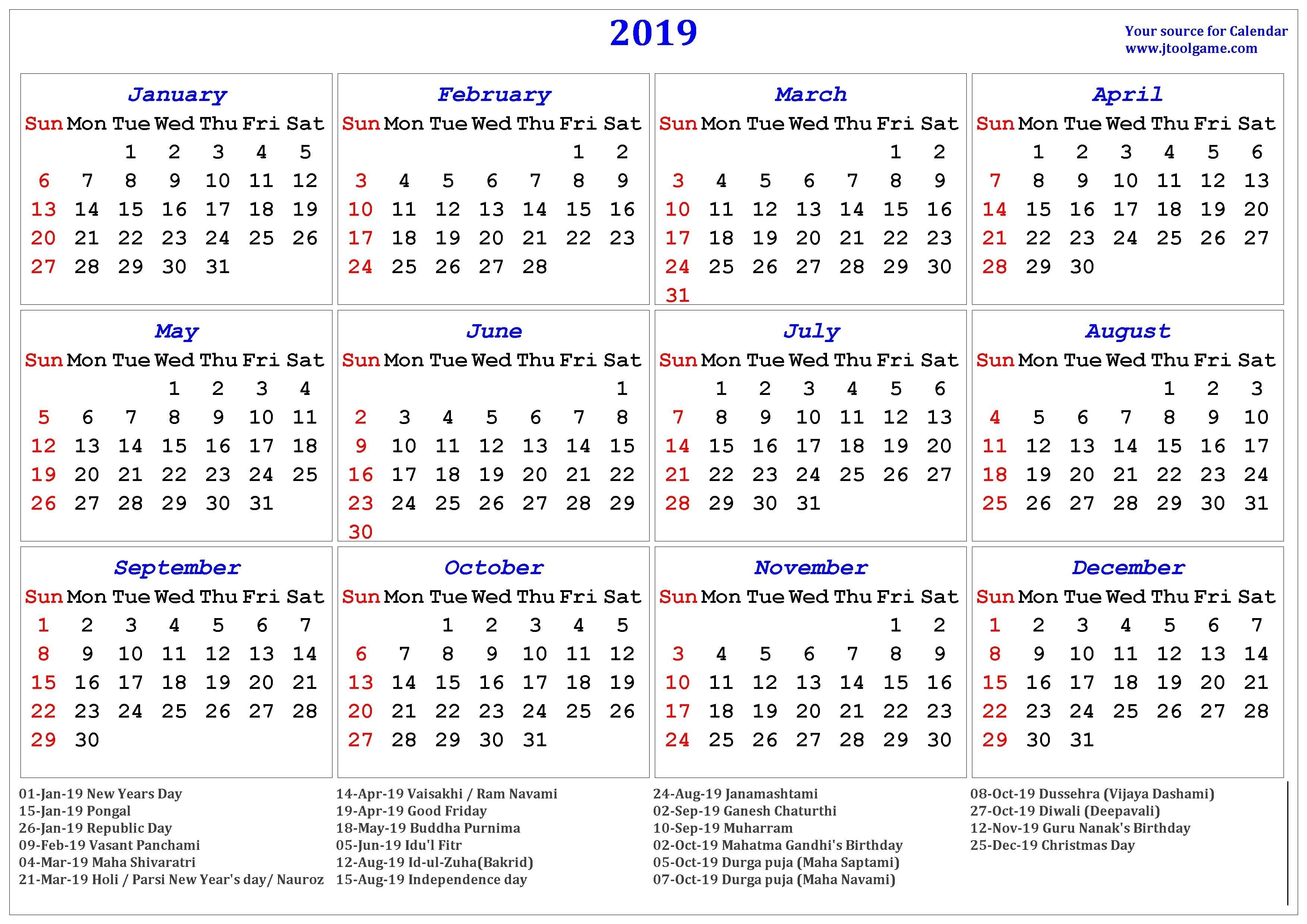 Holidays Calendar 2019 #2019Calendar #2019Holidays #usa #uk-January 2020 Calendar Amavasya