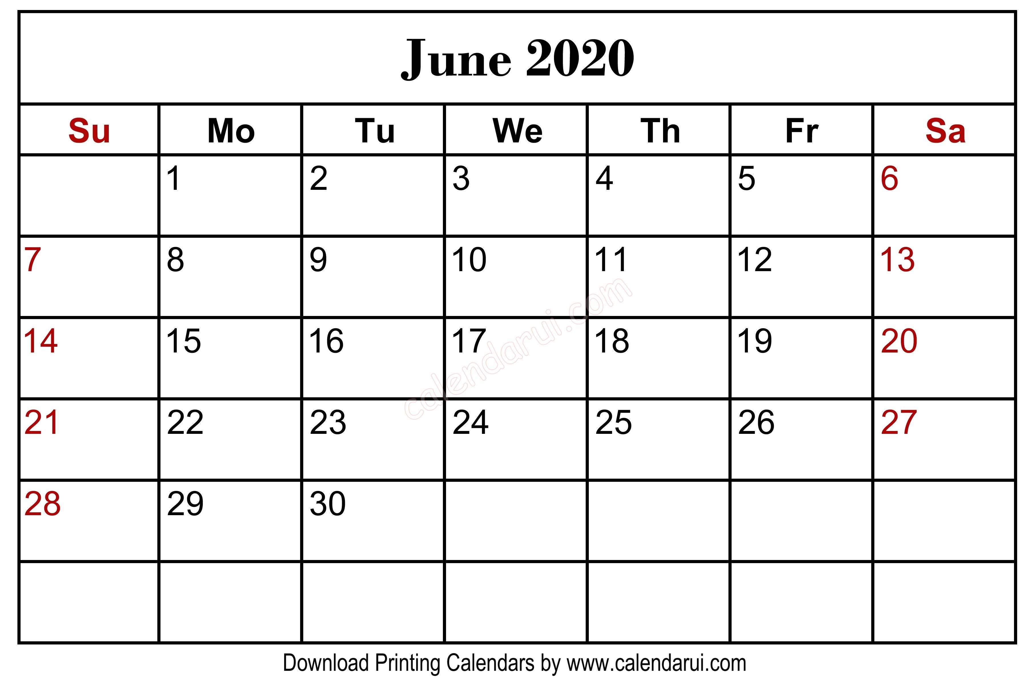 Homepage / 2020 Calendar / June 2020 Blank Calendar-Blank Customizable June Calendar Template 2020