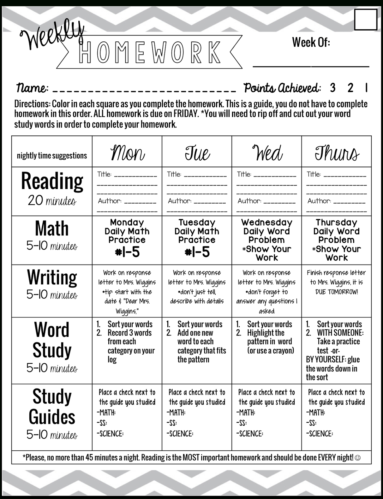 Homework Calendars | Thirdgradetroop | Kindergarten-Preschool Homework Calendar Template