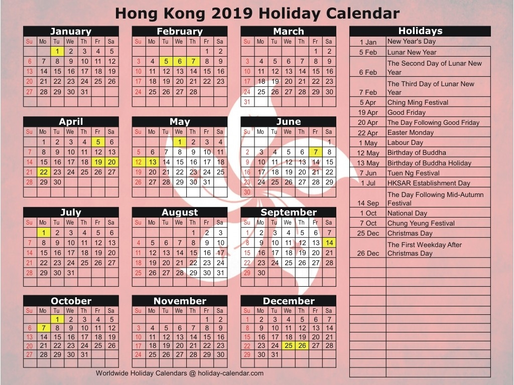 Hong Kong 2019 / 2020 Holiday Calendar-January 2020 Calendar Hk