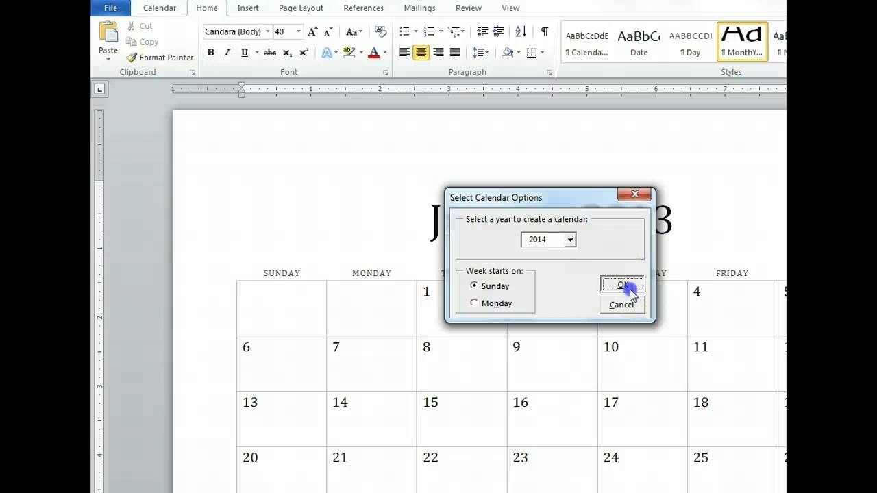 How To Make A Calendar In Microsoft Word prntbl