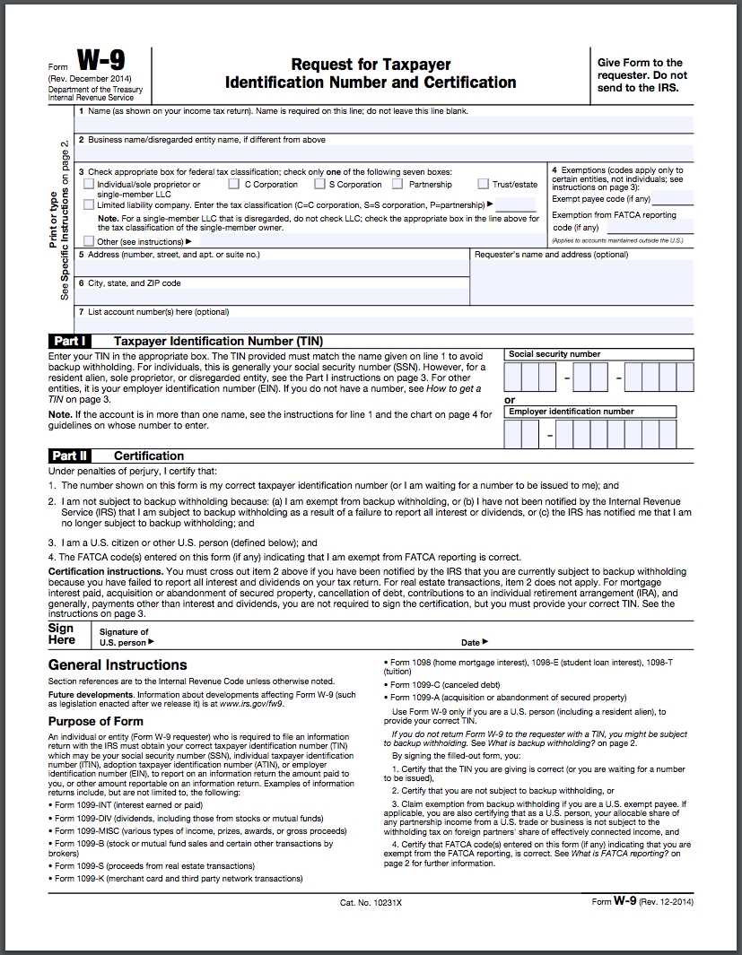 2024 W9 Form Blank Template Dona Nalani