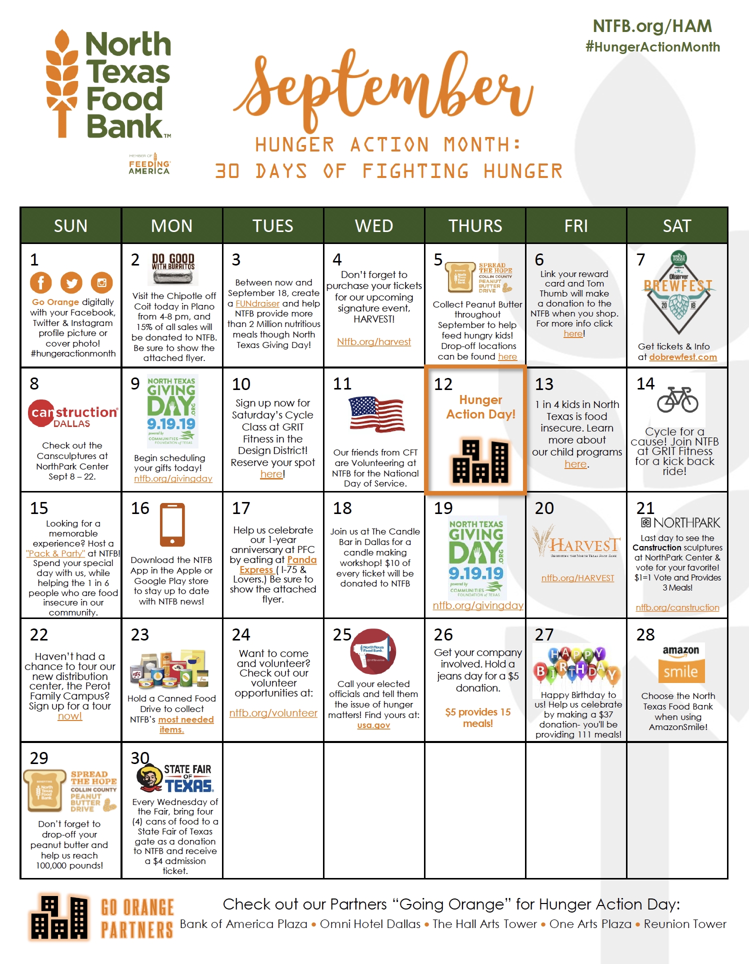 Hunger Action Month - Event &amp; Campaign - North Texas Food Bank-Calander Of Monthly Food Days