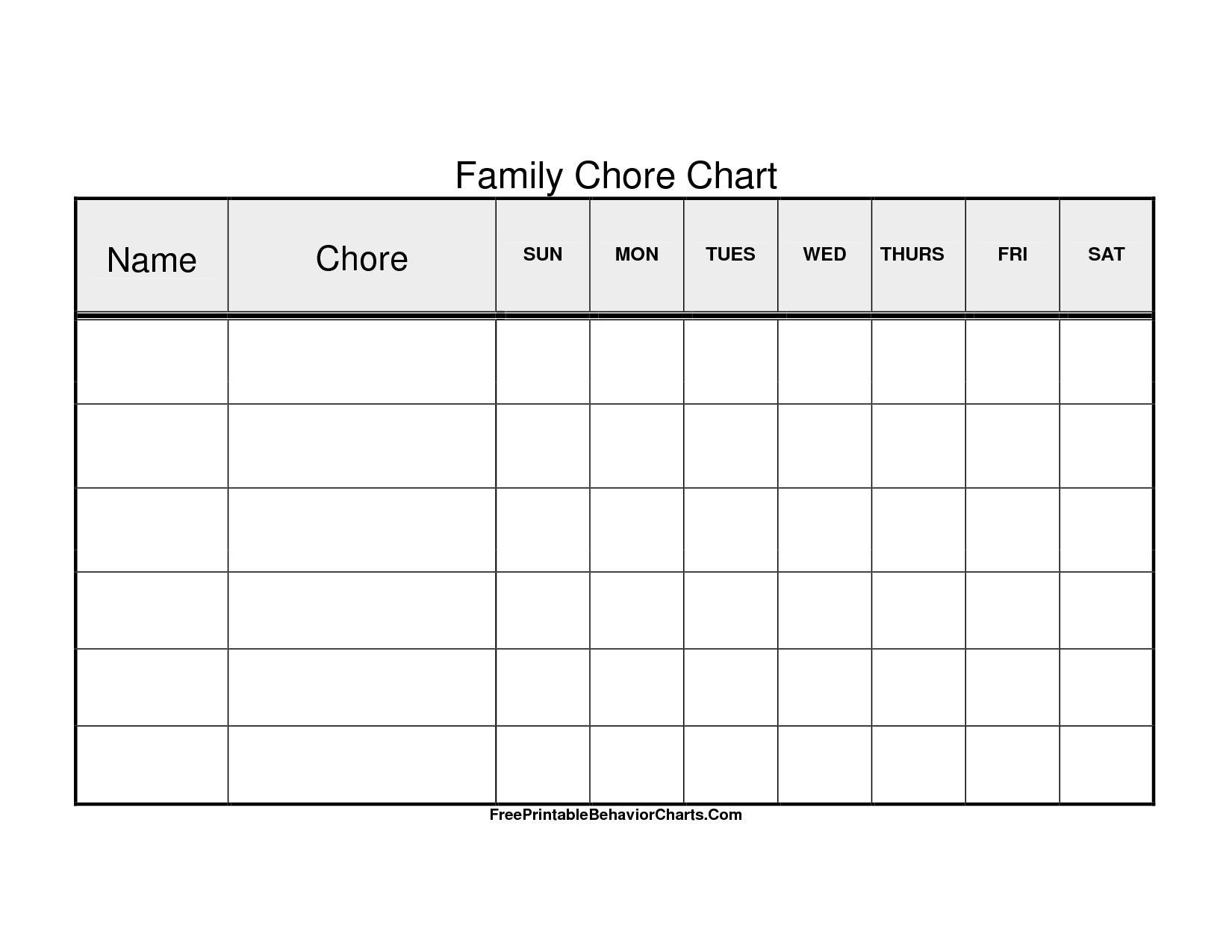 Image Result For Graft Templates For Family Chores To Print-Free Blank Charts To Print