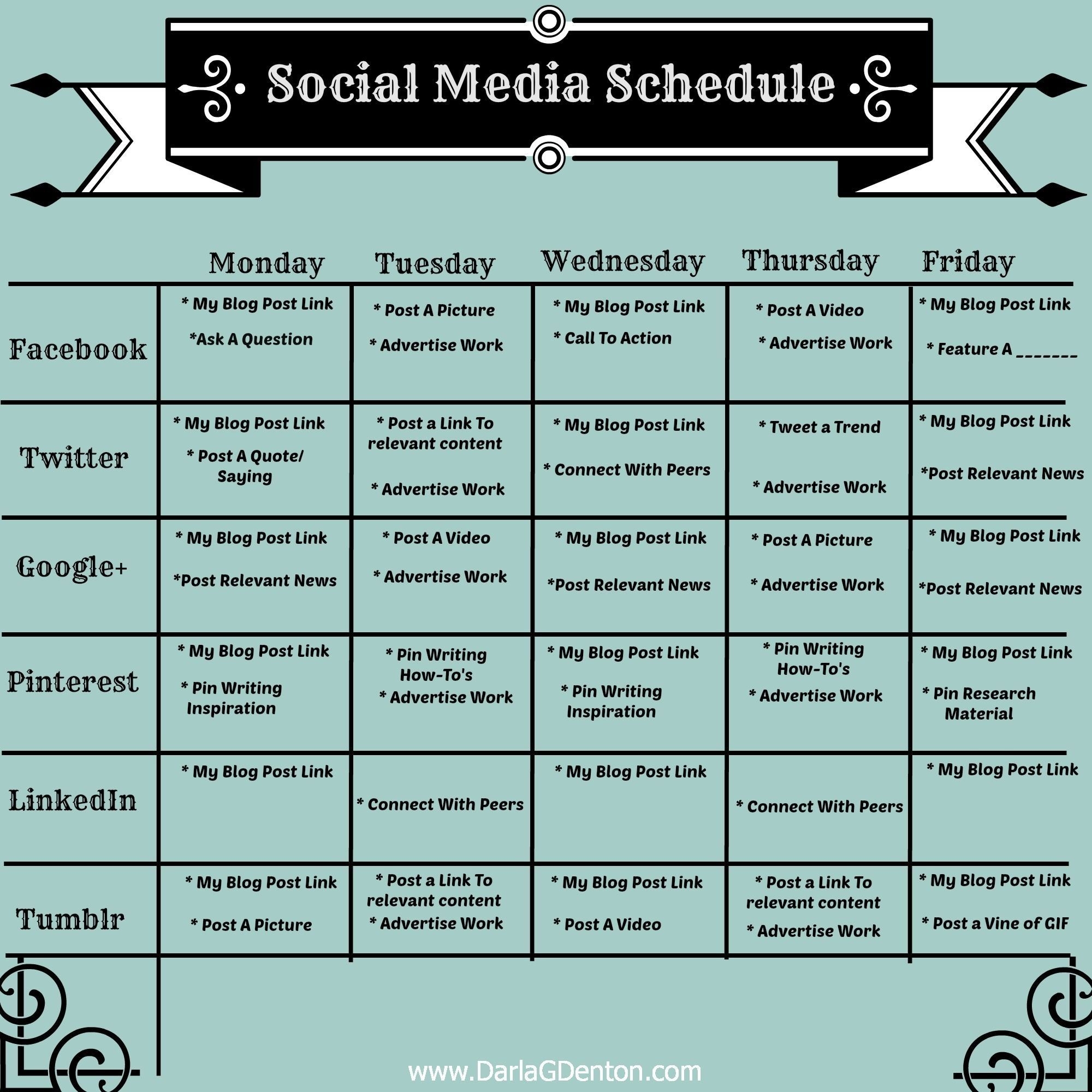 Image Result For Social Media Post Schedule | Business Helps-Social Media Posting Calendar Template
