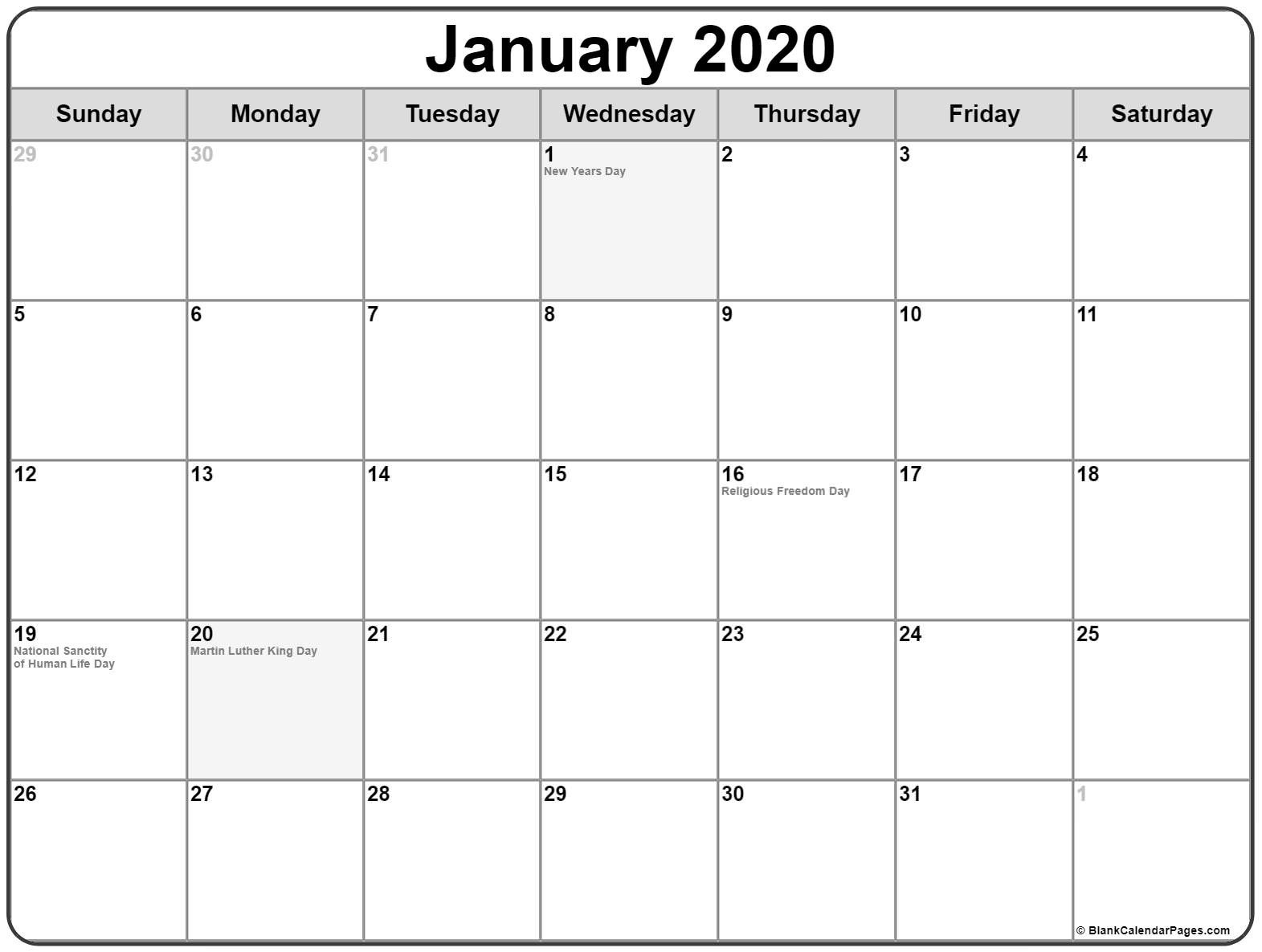 Impressive 2020 Calendar With Holidays Usa • Printable Blank-January 2020 Calendar Holidays