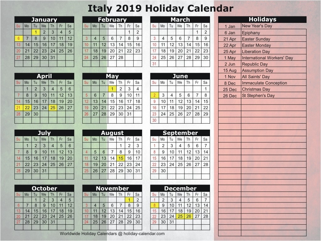 Italy 2019 / 2020 Holiday Calendar-Europe Holidays 2020 Calendar