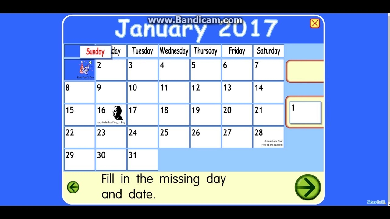 January 2017 Is Here-Starfall Calendar January 2020