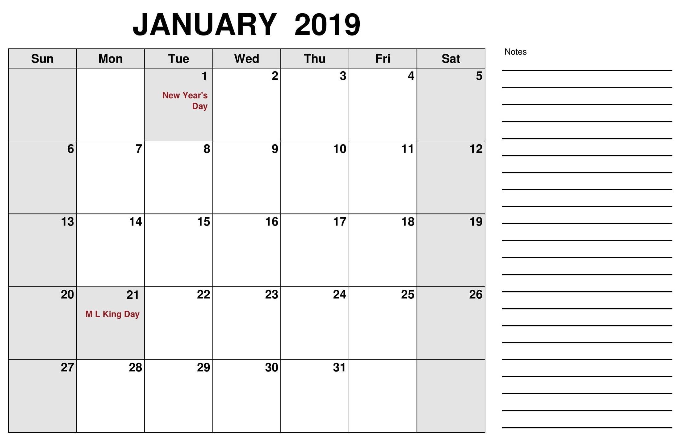 January 2019 Calendar With National Holidays-Blank Calendar Template With Jewish Holidays