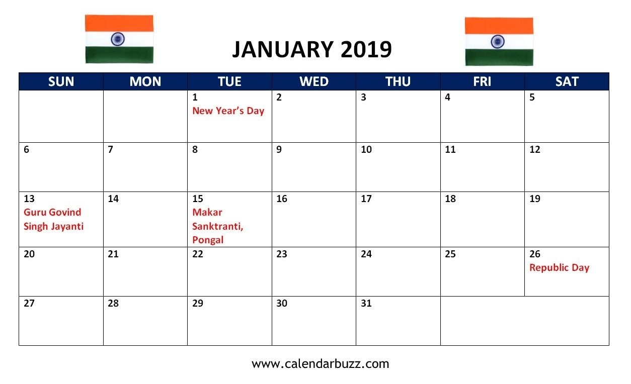 January 2019 India Holidays Calendar | 2019 Calendars-January 2020 Calendar Pongal