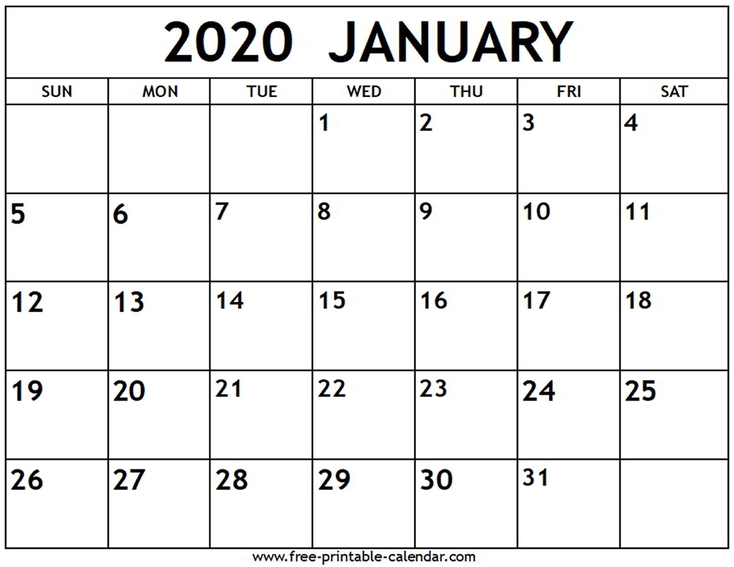 January 2020 Calendar - Free-Printable-Calendar-January 2020 Us Calendar