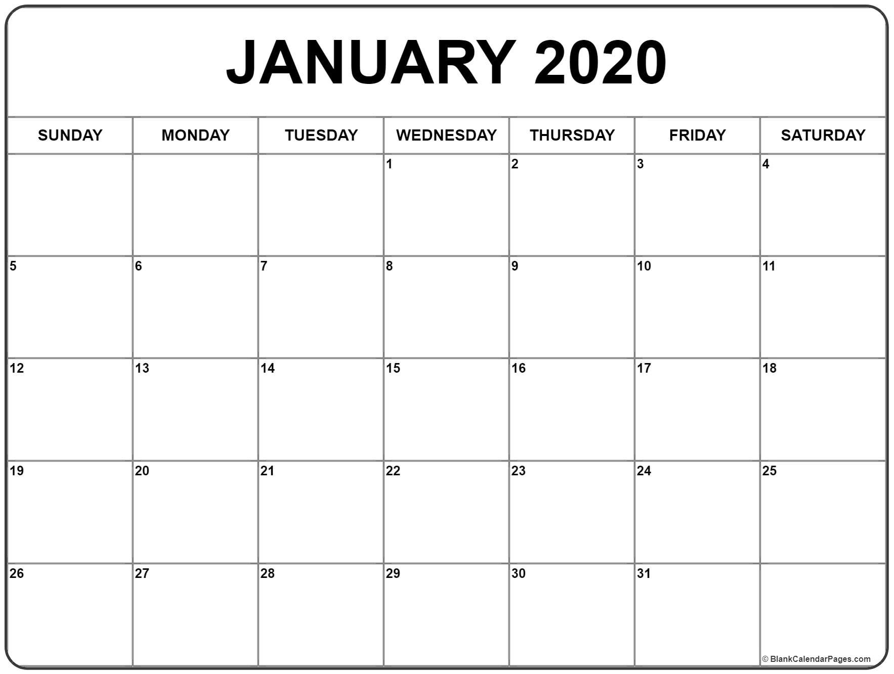 January 2020 Calendar | Free Printable Monthly Calendars-Blank Monthly Calendar Printable 2020 Bills Schedule