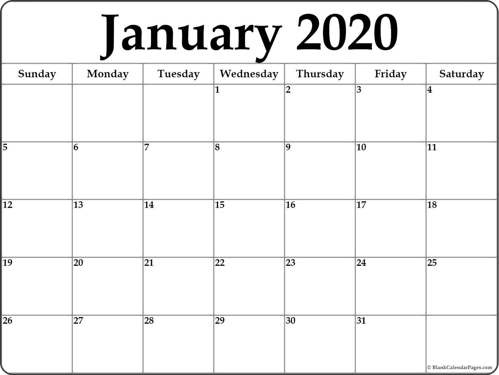 January 2020 Calendar | Free Printable Monthly Calendars-Fill In Monthly Calendar 2020