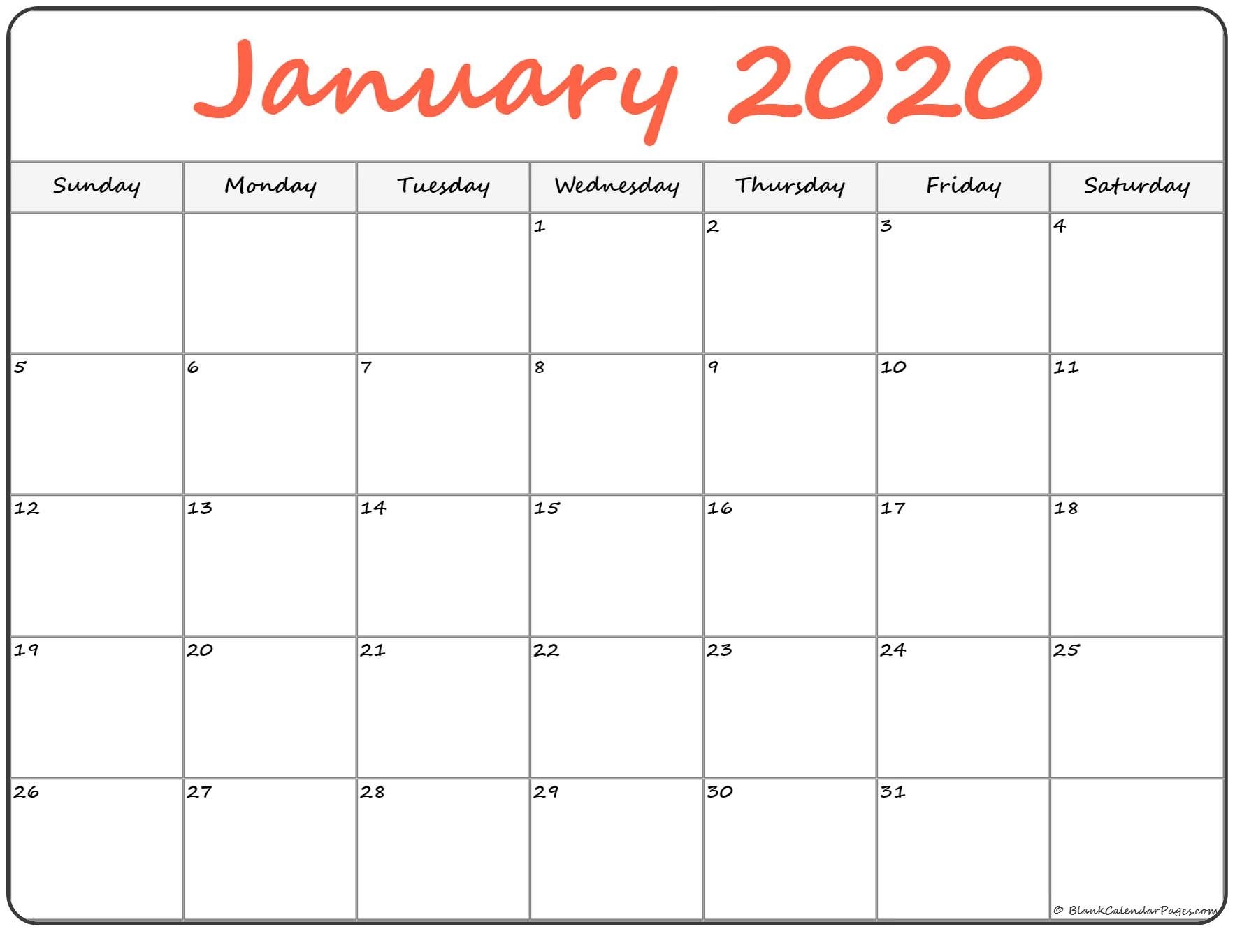 January 2020 Calendar | Free Printable Monthly Calendars-January 2020 Calendar Cute