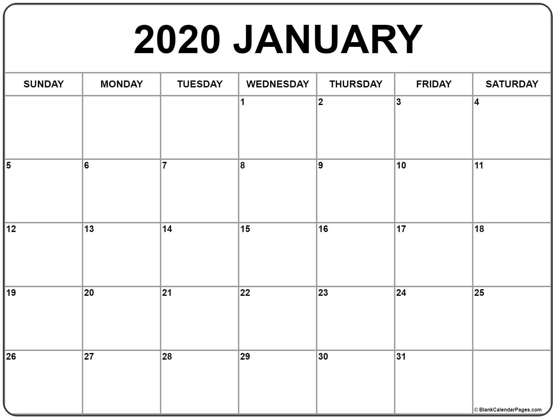 January 2020 Calendar | Free Printable Monthly Calendars-January 2020 Calendar Image