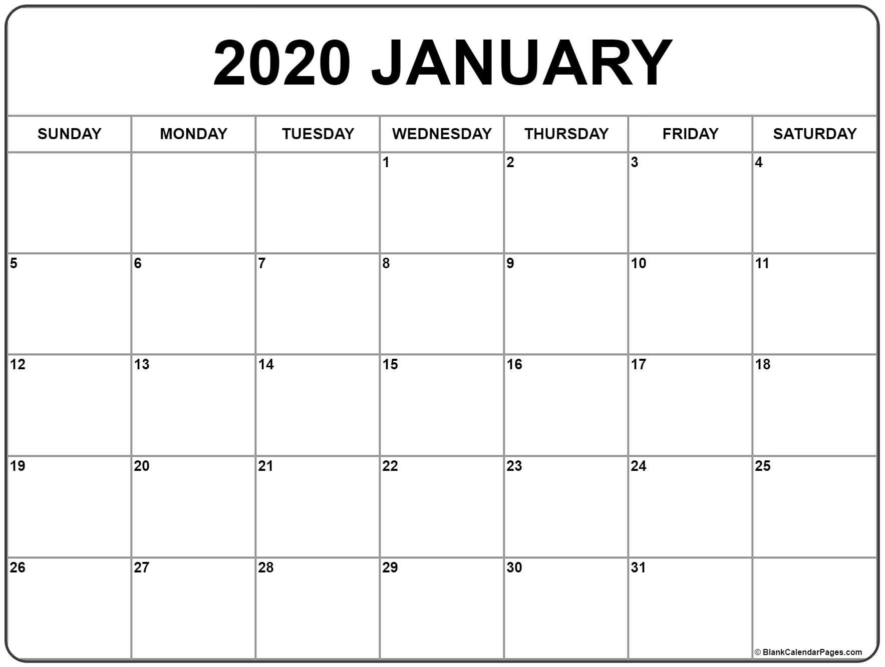 January 2020 Calendar | Free Printable Monthly Calendars-January 2020 Calendar Template