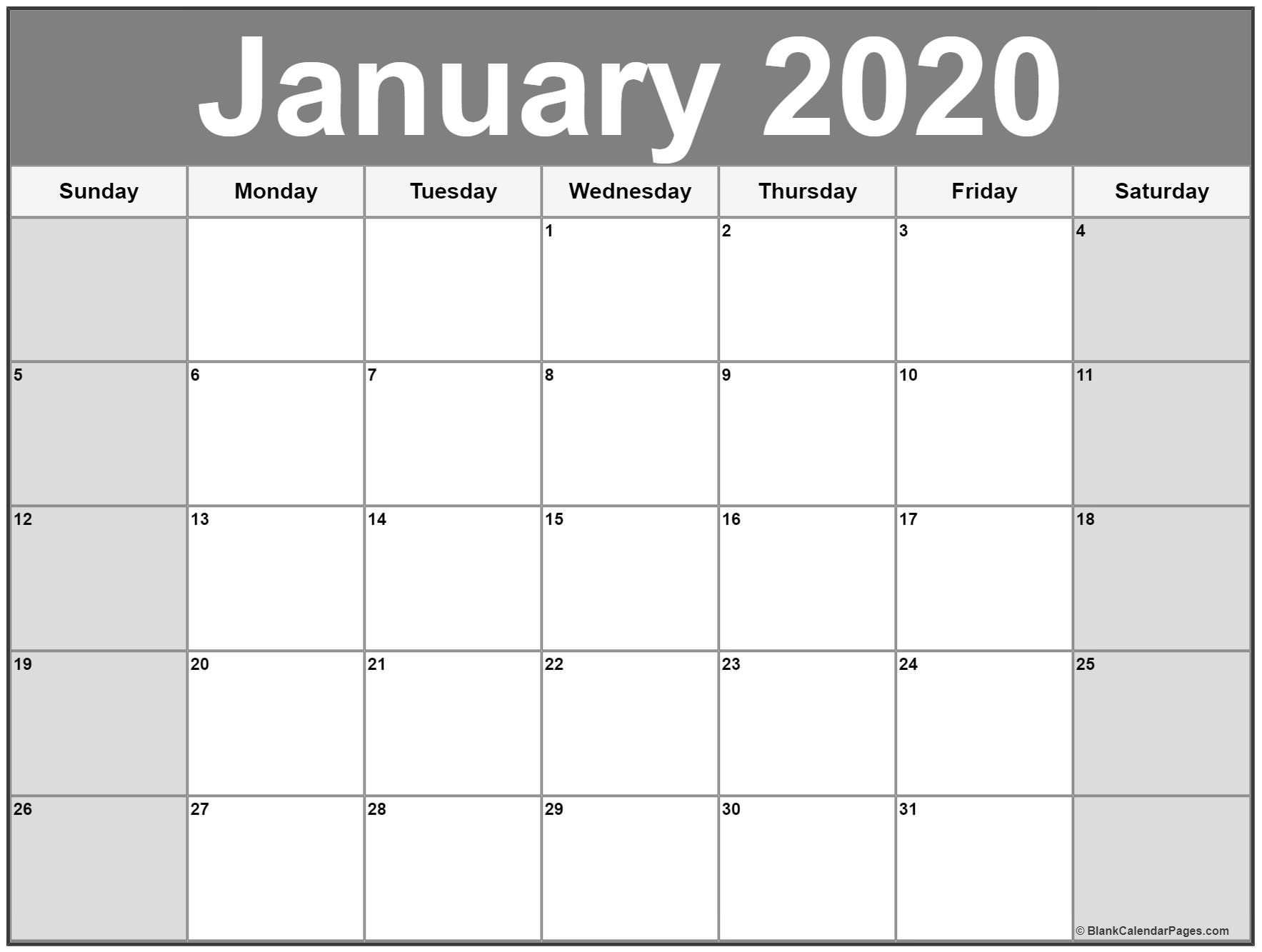 January 2020 Calendar | Free Printable Monthly Calendars-January 2020 Daily Calendar